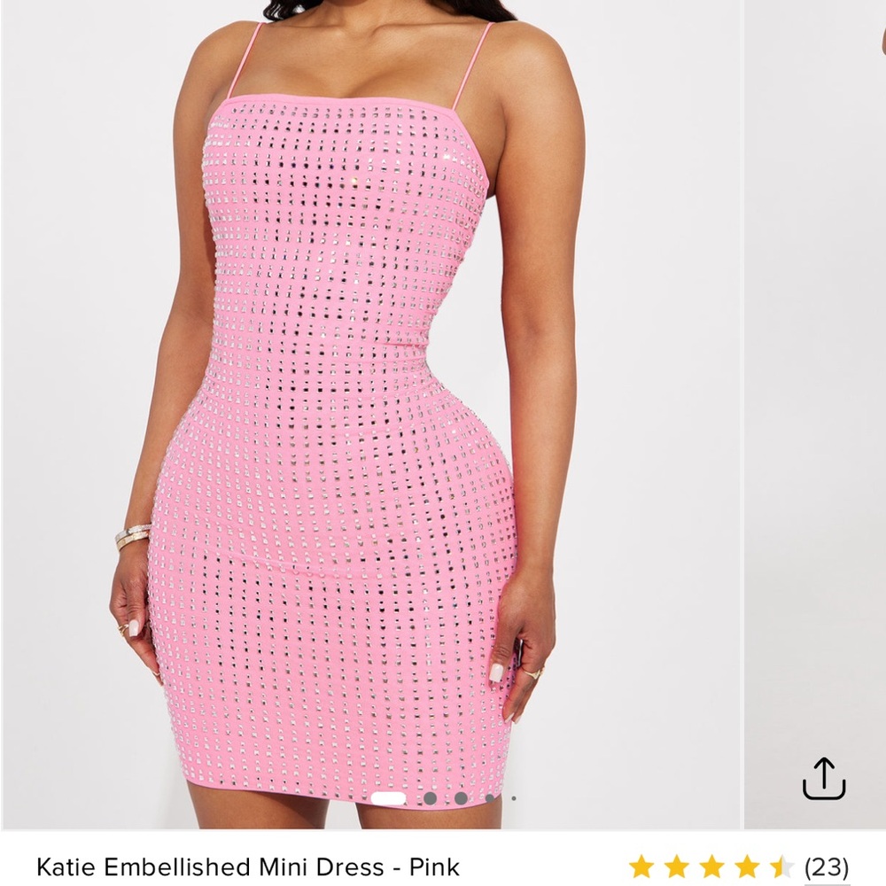 Fashion Nova Pink Studded Mini Dress